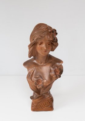 Art Nouveau French Plaster Bust of a Young Woman, 1890s-1910s-JWI-2032050