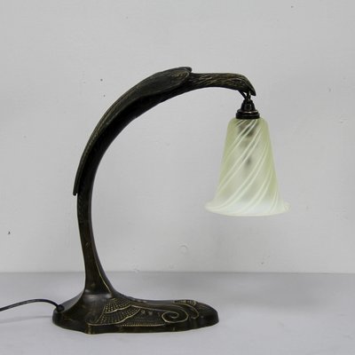 Art Nouveau French Table Lamp in Bronze and Glass-NE-995711