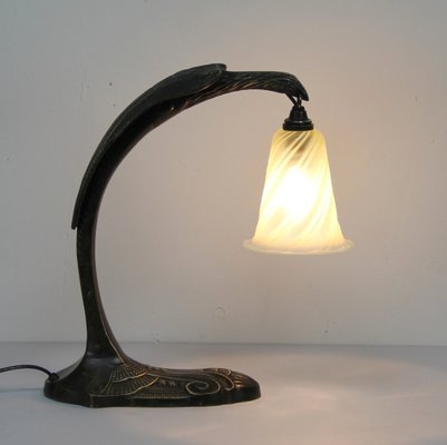 Art Nouveau French Table Lamp in Bronze and Glass-NE-995711