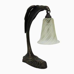 Art Nouveau French Table Lamp in Bronze and Glass-NE-995711