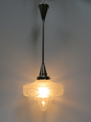 Art Nouveau Frosted Glass Ceiling Lamp-EY-1010187