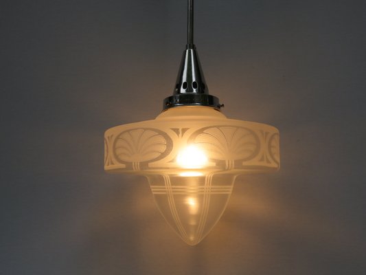 Art Nouveau Frosted Glass Ceiling Lamp-EY-1010187