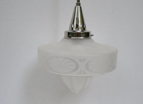 Art Nouveau Frosted Glass Ceiling Lamp-EY-1010187