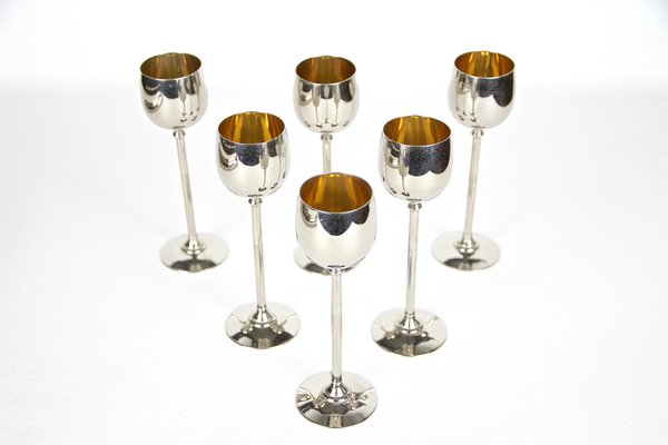 Art Nouveau Gilt Liquor Set from WMF, Germany, 1910s, Set of 7-TQA-1321909