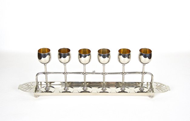 Art Nouveau Gilt Liquor Set from WMF, Germany, 1910s, Set of 7-TQA-1321909