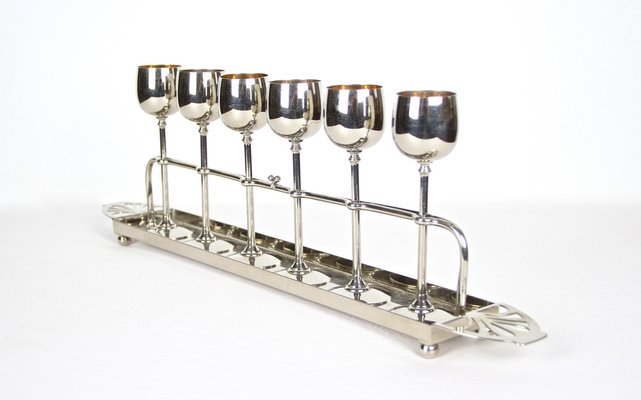 Art Nouveau Gilt Liquor Set from WMF, Germany, 1910s, Set of 7-TQA-1321909