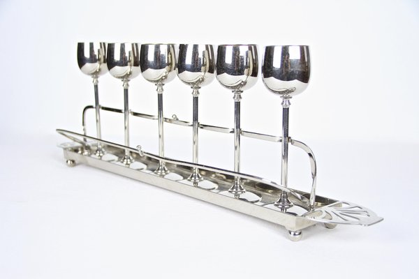 Art Nouveau Gilt Liquor Set from WMF, Germany, 1910s, Set of 7-TQA-1321909