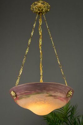 Art Nouveau Glass Bowl Ceiling Lamp, 1920s-KEG-820278