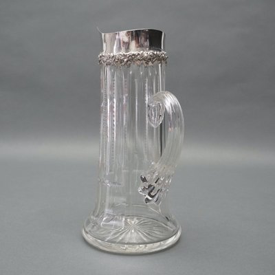 Art Nouveau Glass Carafe with Sterling Silver Mount-RST-1231171