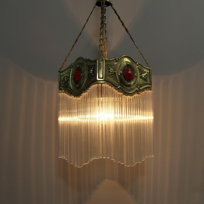 Art Nouveau Glass Rod Hanging Light, 1890s-KDB-1804105