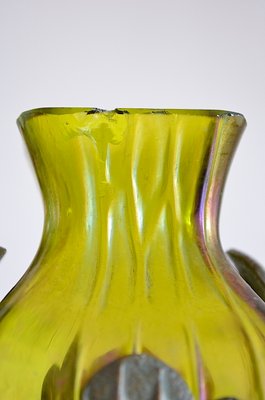 Art Nouveau Glass Vase with Bronze Mount-OV-1076107