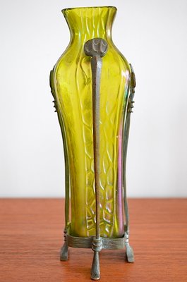 Art Nouveau Glass Vase with Bronze Mount-OV-1076107