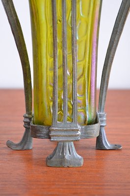 Art Nouveau Glass Vase with Bronze Mount-OV-1076107