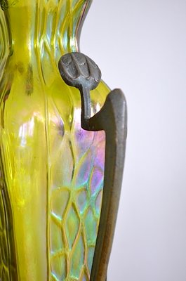 Art Nouveau Glass Vase with Bronze Mount-OV-1076107