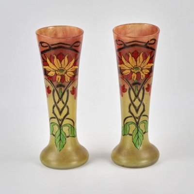 Art Nouveau Glass Vases, Set of 2-WMV-1127674