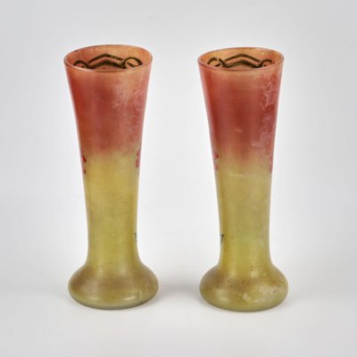 Art Nouveau Glass Vases, Set of 2-WMV-1127674