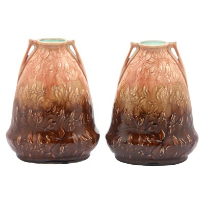 Art Nouveau Glazed Vase, Belgium, 1920s, Set of 2-MJY-1148736