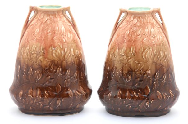 Art Nouveau Glazed Vase, Belgium, 1920s, Set of 2-MJY-1148736