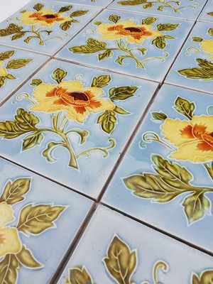 Art Nouveau Glazed Yellow Rose Tile from Belga, 1930s-VDW-1719586