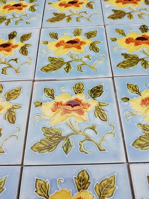 Art Nouveau Glazed Yellow Rose Tile from Belga, 1930s-VDW-1719586