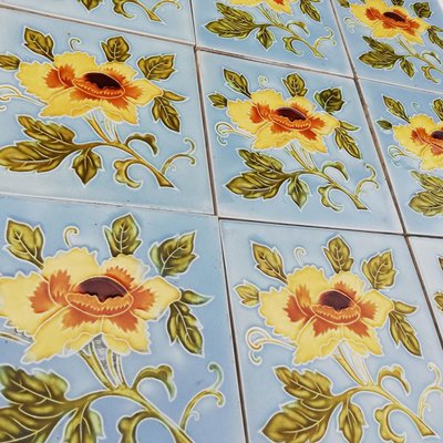 Art Nouveau Glazed Yellow Rose Tile from Belga, 1930s-VDW-1719586