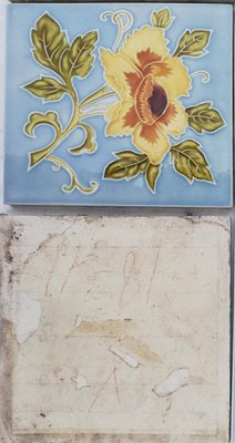 Art Nouveau Glazed Yellow Rose Tile from Belga, 1930s-VDW-1719586