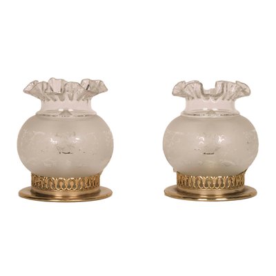 Art Nouveau Golden Metal and Murano Glass Table Lamps, 1920s, Set of 2-NJV-708563