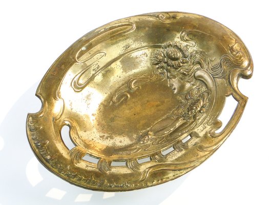 Art Nouveau Golden Plated Dish from Zolberg, Poland, 1900s-BKO-1798874