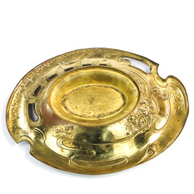 Art Nouveau Golden Plated Dish from Zolberg, Poland, 1900s-BKO-1798874