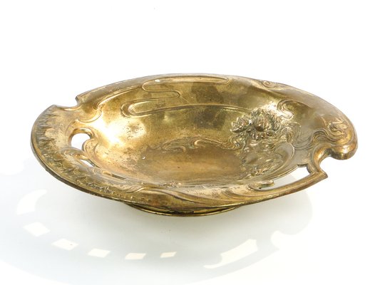 Art Nouveau Golden Plated Dish from Zolberg, Poland, 1900s-BKO-1798874