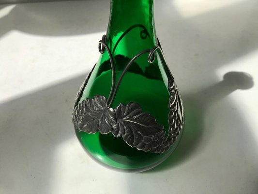 Art Nouveau Green Decanter in Glass and Pewter from Holmegaard, 1920s-LCR-946846