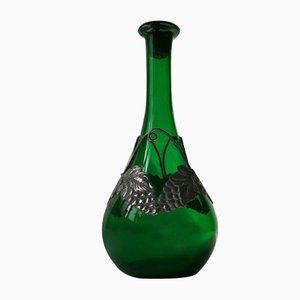 Art Nouveau Green Decanter in Glass and Pewter from Holmegaard, 1920s-LCR-946846