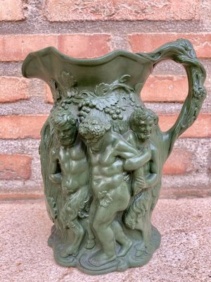 Art Nouveau Green Glossy Glazed Ceramic Vase, 1920s-NOU-803903