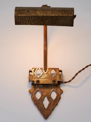 Art Nouveau Hammered Brass Sconce or Wall Lamp, Germany, 1900s-WPT-1725578