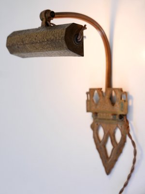 Art Nouveau Hammered Brass Sconce or Wall Lamp, Germany, 1900s-WPT-1725578