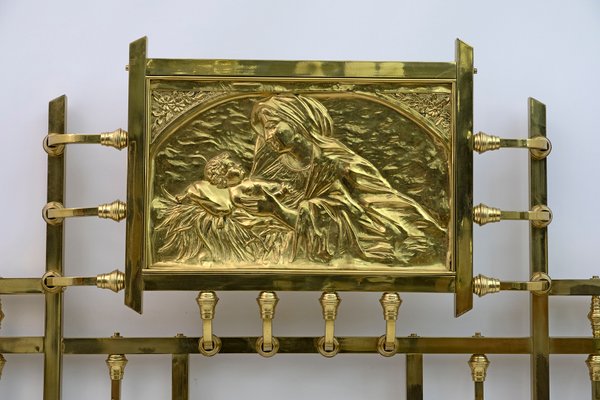 Art Nouveau Italian Double Bed Brass, 1900s-FER-1141842