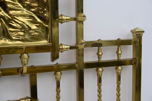 Art Nouveau Italian Double Bed Brass, 1900s-FER-1141842