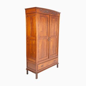 Art Nouveau Italian Hand-Carved Solid Cherry Wardrobe by Dini & Puccini-NJV-1111709