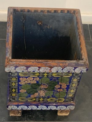 Art Nouveau Lacquered & Painted Planter with Flowers and Birds-IJR-1145186