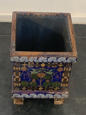 Art Nouveau Lacquered & Painted Planter with Flowers and Birds-IJR-1145186