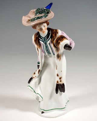 Art Nouveau Lady with Muff Figurine attributed to Konrad Hentschel for Meissen, 1906-EMT-1812077