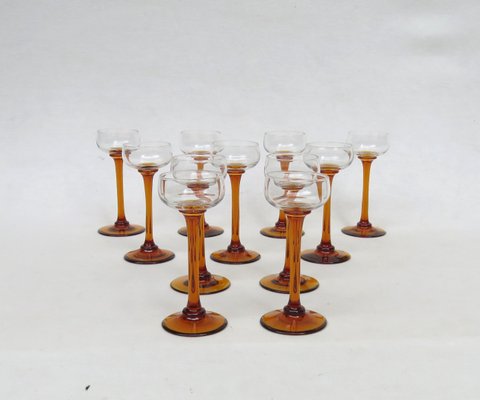 Art Nouveau Liquor Glasses from Rheinische Glashütte, Cologne-Ehrenfeld, 1890s, Set of 11-EY-1389879