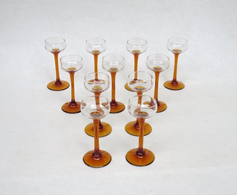 Art Nouveau Liquor Glasses from Rheinische Glashütte, Cologne-Ehrenfeld, 1890s, Set of 11-EY-1389879