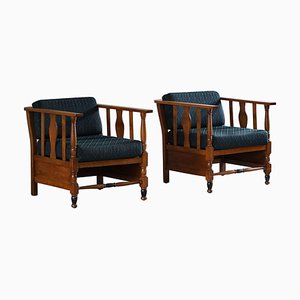 Art Nouveau Lounge Chairs in Oak, 1920s, Set of 2-MXF-1404407