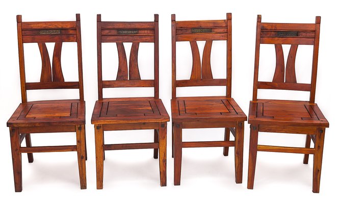 Art Nouveau Mahogany Chairs, 1890s, Set of 4-JCN-1720895