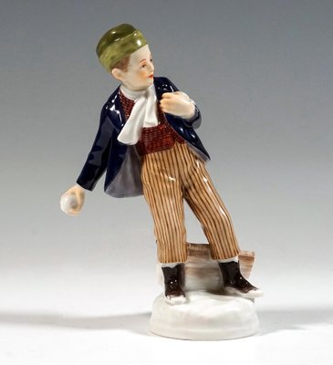 Art Nouveau Meissen Snowball Thrower & Girl Figurines by A. Koenig, 1910s, Set of 2-EMT-1732349