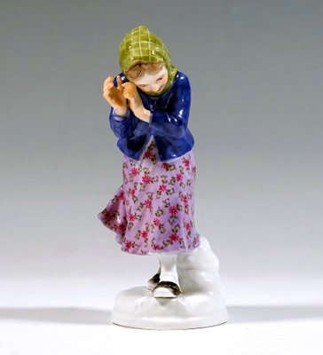 Art Nouveau Meissen Snowball Thrower & Girl Figurines by A. Koenig, 1910s, Set of 2-EMT-1732349