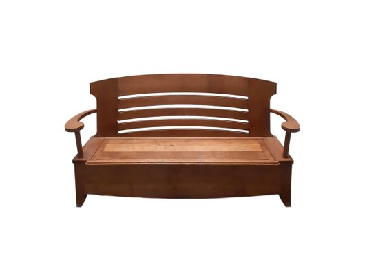 Art Nouveau Minimalist Oak Bench, 1900s-ES-753933