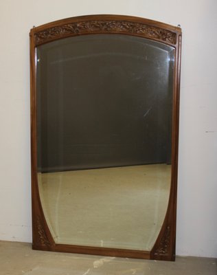 Art Nouveau Mirror in Walnut with Holly Leaf Motif, 1900s-BCR-1347793