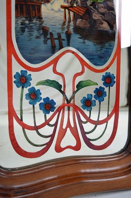 Art Nouveau Mirror with Bucolic Painted Scene, 1900s-XNH-1017692